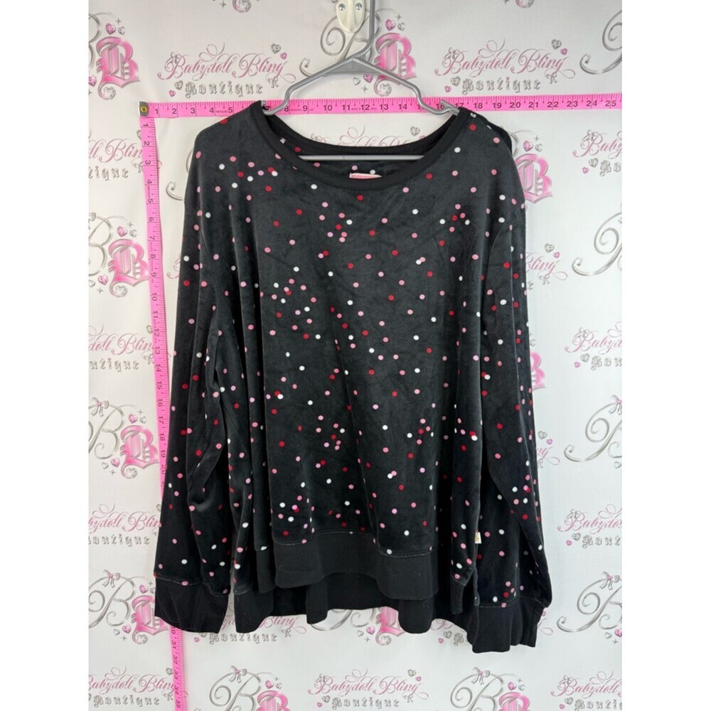 kate spade Long Sleeve Sleep shirt Black Dot-Print with Pink & White Dots